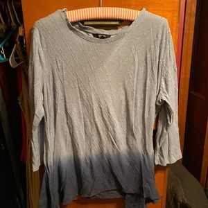 Long Sleeve Blue Two-tone Top, Size XL, Simply Vera